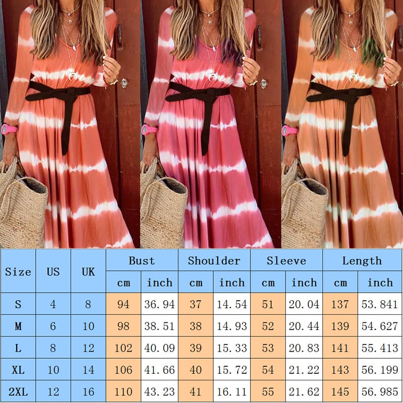 Women Boho Long Sleeve Striped V Neck Long Maxi Dress 2024 Fashion Ladies Autumn Fall Wrap Dresses Sundress