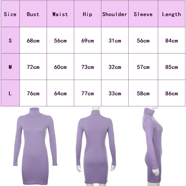 Women Bodycon Sweater Dress Autumn Winter Casual Long Sleeve Turtleneck Knit Stretch Jumper Dress Party vestidos