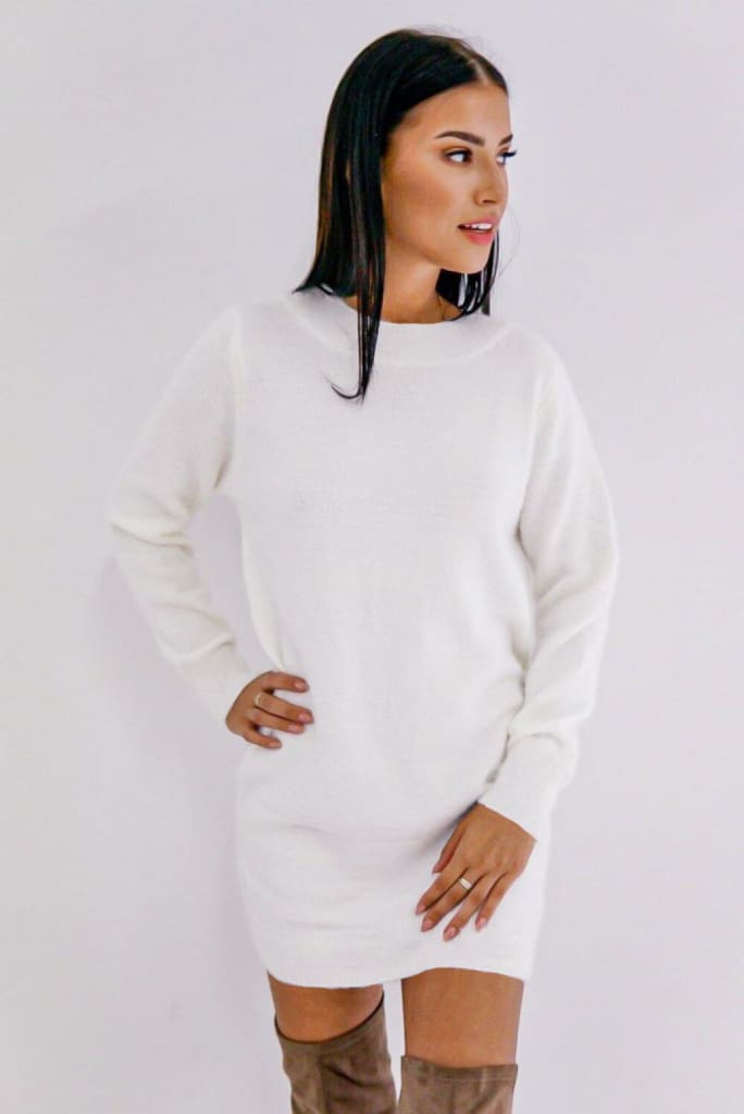 Women Long Sleeve Knitted Sweater Mini Dress Fashion Autumn Winter Lady Backless Party Club Casual Jumper Dress