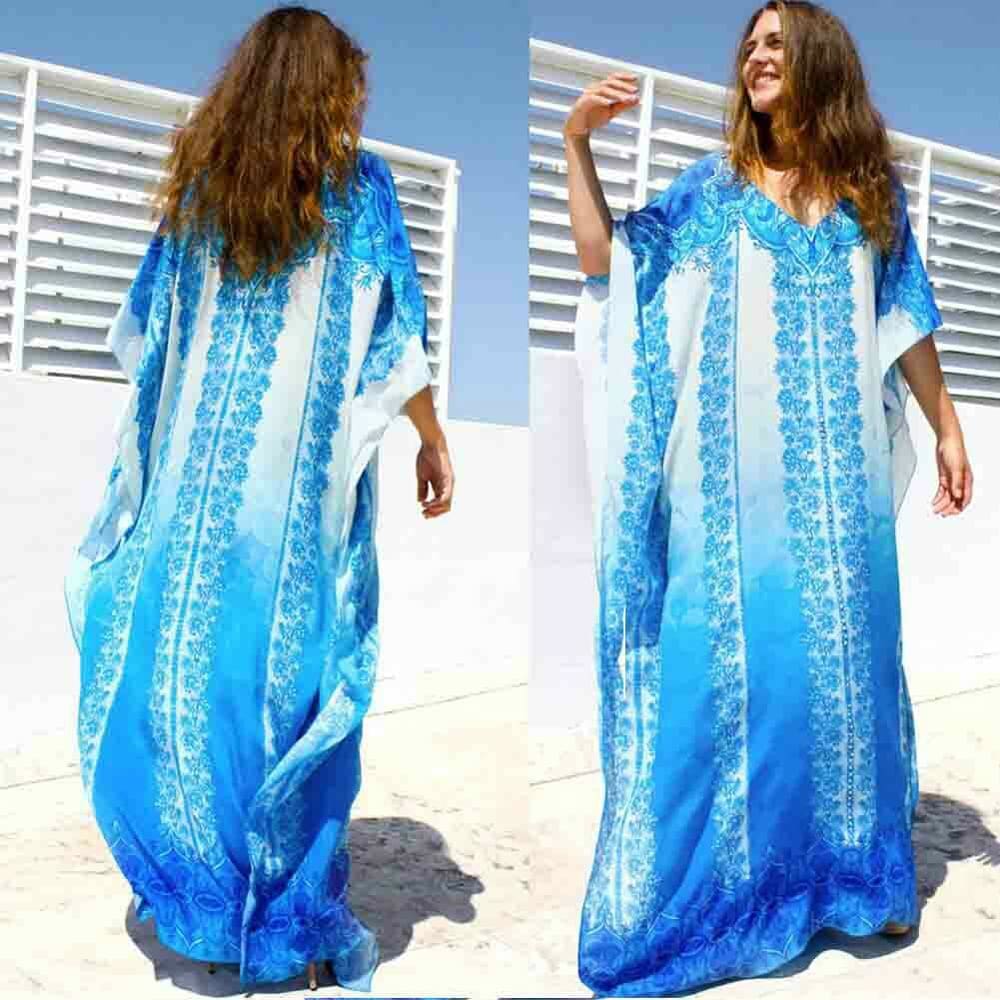 Women Casual Bikini Cover Up Swimwear Loose Beachwear Sundress Baggy Tunic Tops Kimono Boho Sarong Kaftan Sun Dress