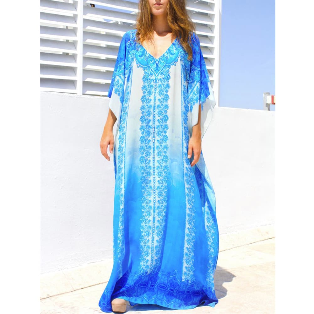 Women Casual Bikini Cover Up Swimwear Loose Beachwear Sundress Baggy Tunic Tops Kimono Boho Sarong Kaftan Sun Dress