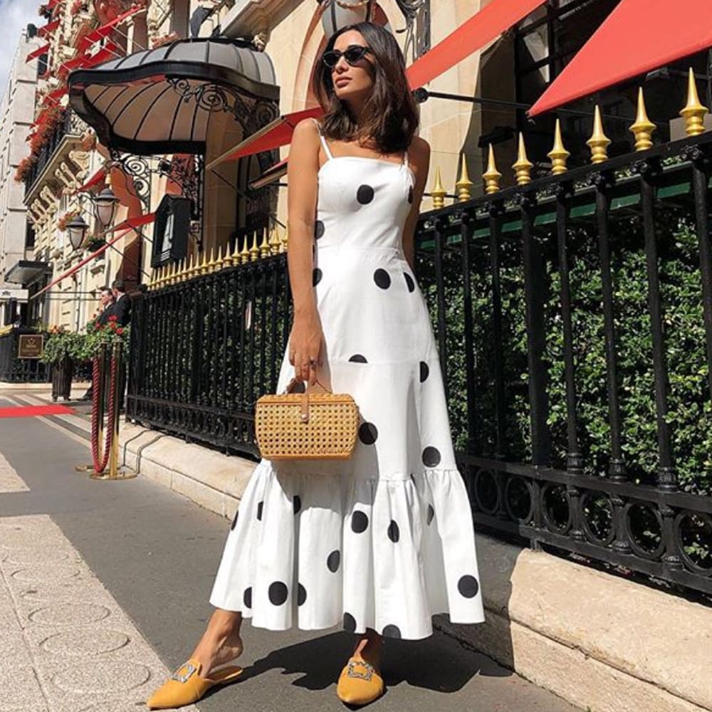 New Women Summer Boho Casual Sleeveless High Waist Long Party Beach Dress Sundress Holiday Polka Dot Sundress