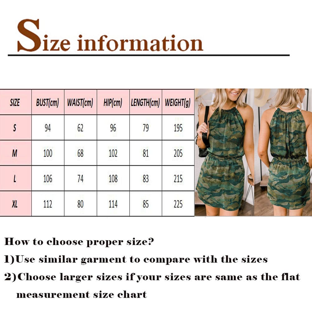 Women Sexy Summer Camouflage Short Mini Dress Ladies Sleeveless Casual Evening Party Beach Dress Sundress