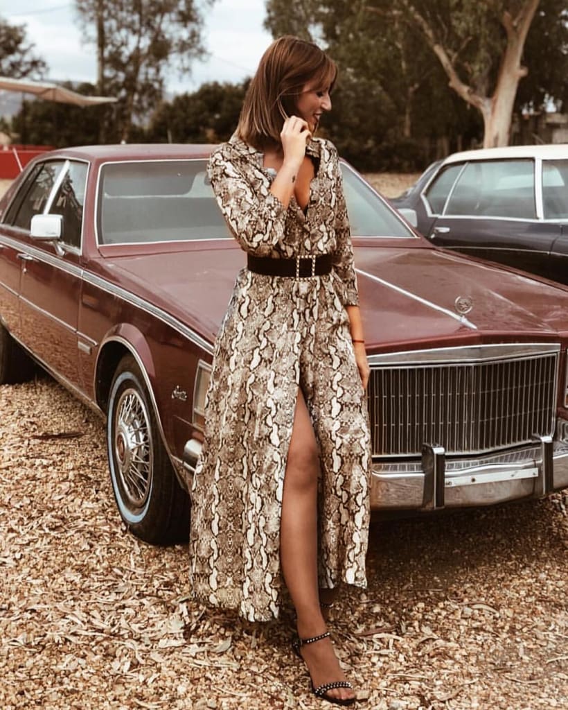 Women Boho Snakeskin Kimono Jacket Long Sleeve Chiffon Cardigan Long Dress Summer Beach Cover Up Loose Sundress