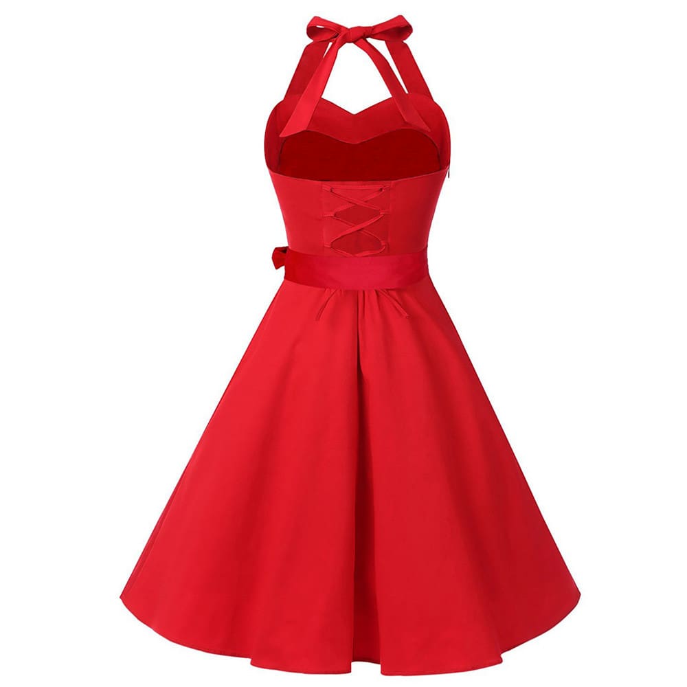 Women Vintage Halter Sleeveless Dresses Women Party Night Dress