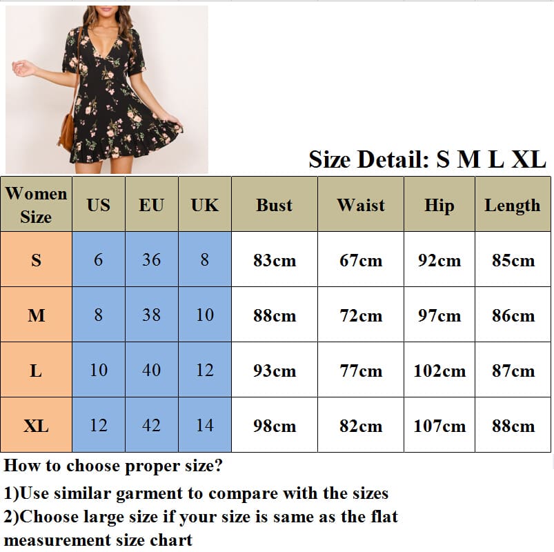 Women Mini Boho Floral Dress Summer Beach Short Sleeve V-Neck Party Bohemian Beach Dress Summer Style