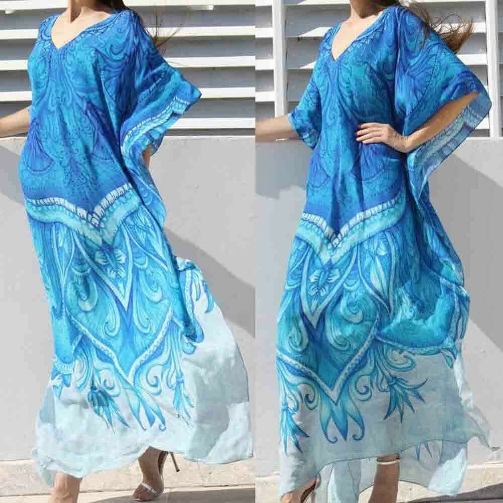 Women Casual Bikini Cover Up Swimwear Loose Beachwear Sundress Baggy Tunic Tops Kimono Boho Sarong Kaftan Sun Dress