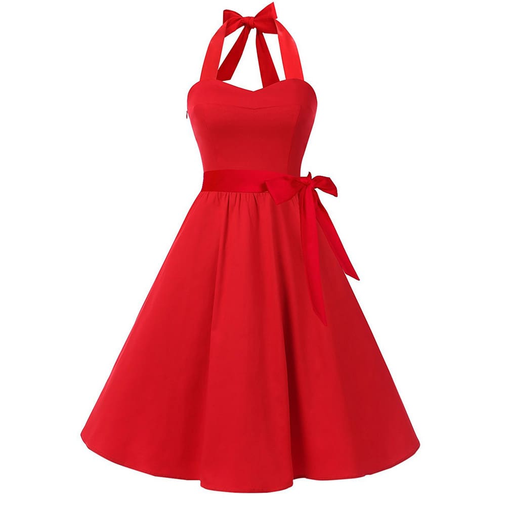 Women Vintage Halter Sleeveless Dresses Women Party Night Dress