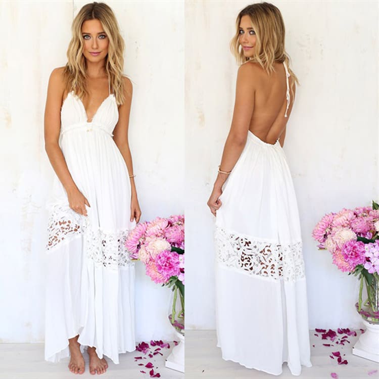 Summer Women Maxi Long Dress Party Casual Beach Dress Ladies Sleeveless Sexy V-neck Cocktail Boho Sundress