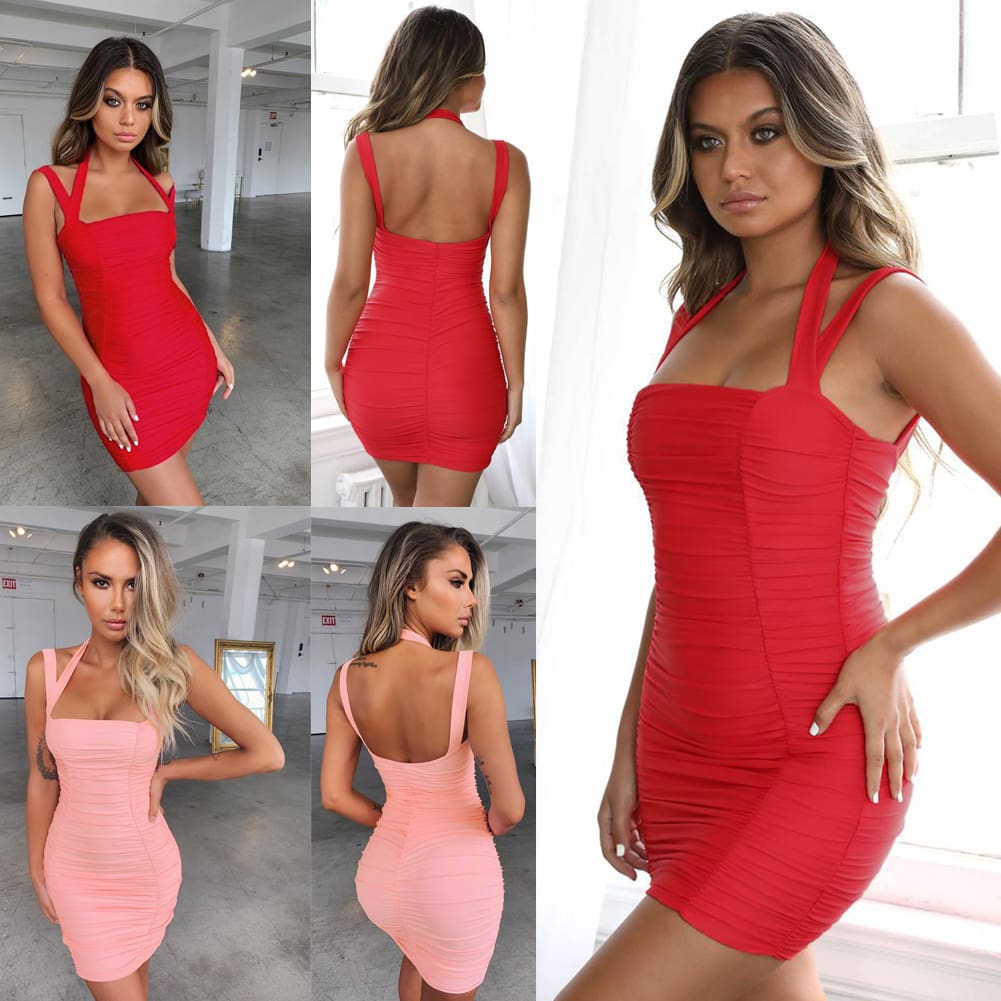 Women Backless Hip Bodycon Dress Package Hip Bodycon Ladies Casual ...
