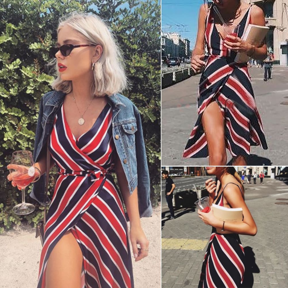 Women Ladies Summer Boho Casual Long Maxi Party Beach Dress Sundress Female Spaghetti Strap Sleeveless Holiday Sundress