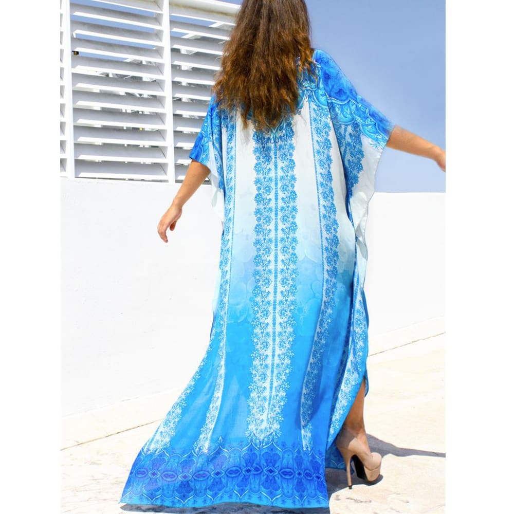 Women Casual Bikini Cover Up Swimwear Loose Beachwear Sundress Baggy Tunic Tops Kimono Boho Sarong Kaftan Sun Dress