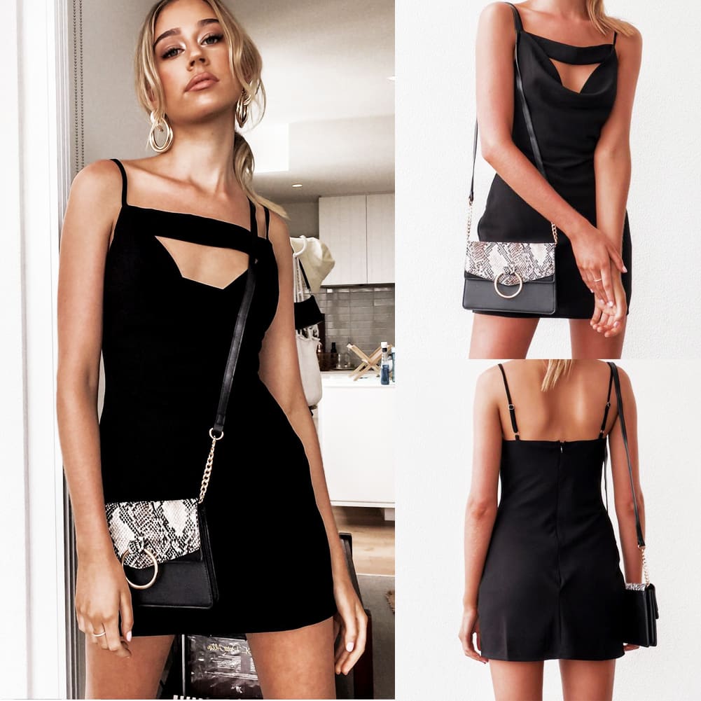 Women Holiday Strappy Bodycon Sleeveless Slim Black Dress Ladies Summer Beach Party Mini Sundress New