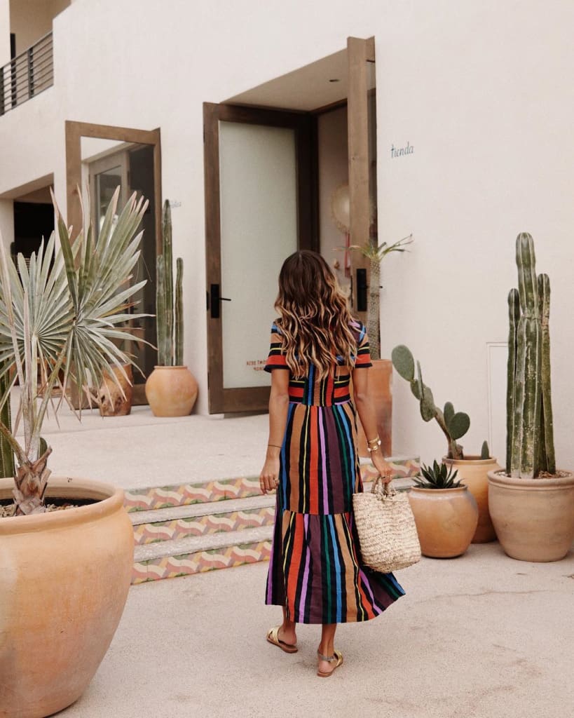 Summer Holiday Dress Women Stripe Boho Short Sleeve Long Maxi Dress New Ladies Casual Beach Sundress