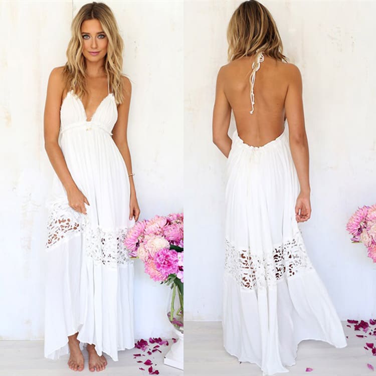 Summer Women Maxi Long Dress Party Casual Beach Dress Ladies Sleeveless Sexy V-neck Cocktail Boho Sundress