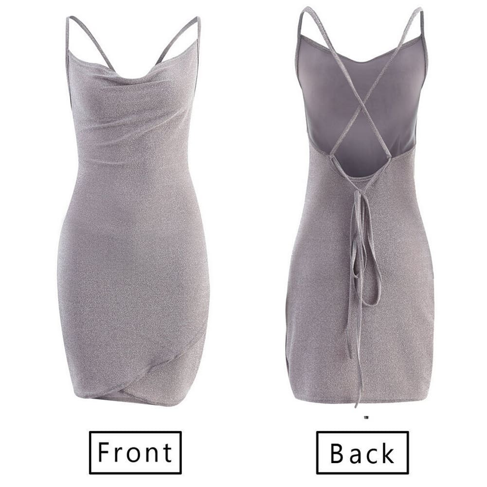 Women Bodycon Sleeveless Backless Slim Dress Ladies Summer Casual Strappy Party Evening Prom Club Mini Dress