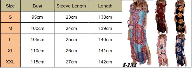 Womens Boho Pocket Long Maxi Dress Floral Cocktail Party Summer Beach Casual V Neck Split Loose Dress Sundress