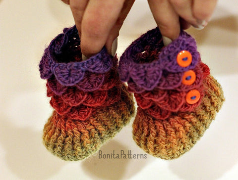 Crocodile Stitch Booties (Baby Sizes 