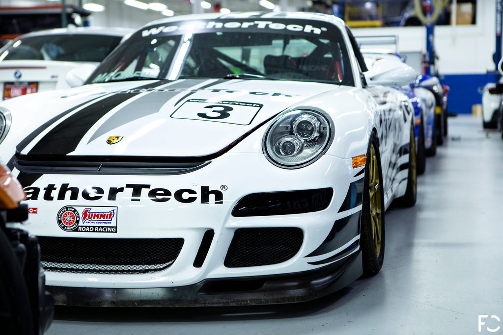 WeatherTech 997 angle view with Future Classic Porsche spacers front and rear
