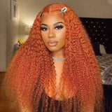 Tuneful 13x6 HD Lace Front Human Hair Wigs 350# Orange Human Hair Frontal Wigs 180%