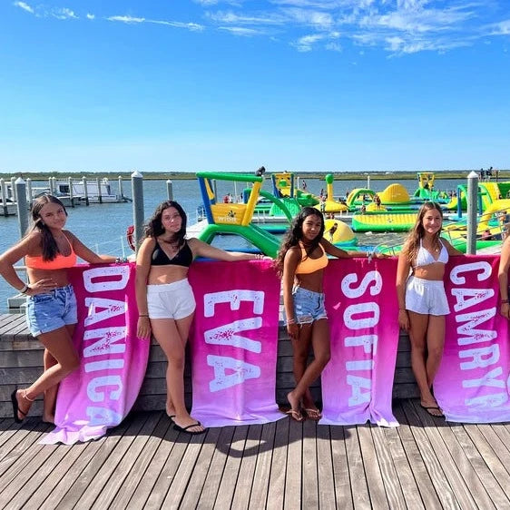 Solid Bold Font Style Personalized Beach Towel Personalized Name Bath Towel Custom Pool Towel Beach Towel With Name Outside Birthday Gift