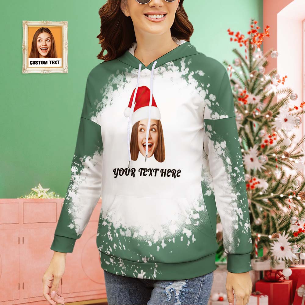 Custom Face and Text Merry Christmas Drop Shoulder Hoodies Personalized  Christmas Gift for Women