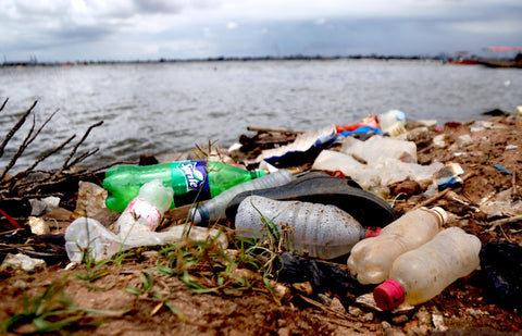 Plastic Waste Near the Beach Where it will likely end up in the ocean polluting our planet and harming the animals and marine life on earth