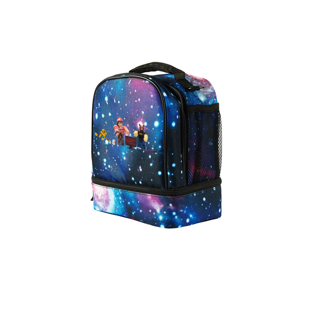 2019 Roblox Julie And Nick Logo Boys Two Compartment Galaxy Lunch Bag Backpackpricing - galaxy nick roblox