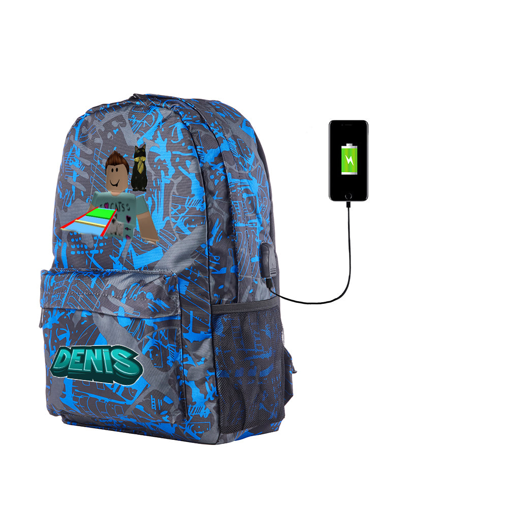 Roblox Denisdaily Backpack For School 17 Inch With Usb - pictures of denis daily roblox character