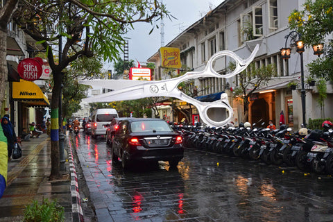 Loja de tesouras de cabelo em Bandung