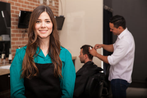 Women with long hair at a barbershop