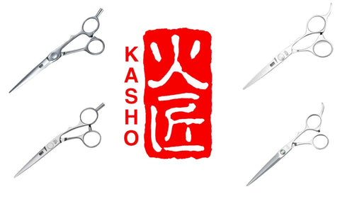 La kasho (kai) logo avec leurs meilleurs ciseaux de coiffure