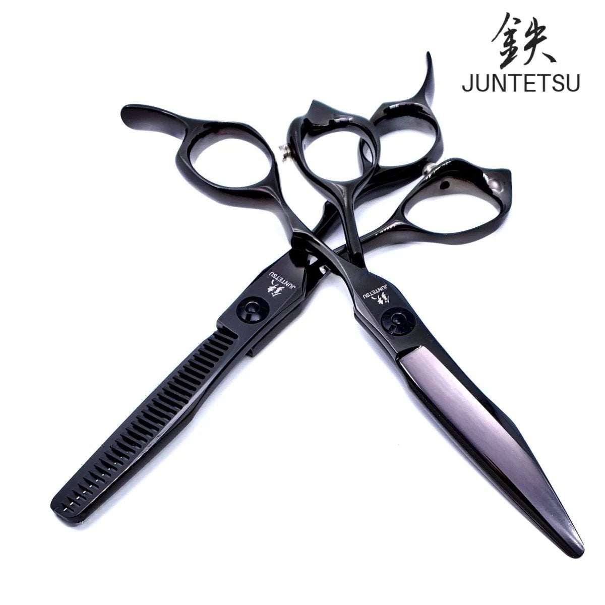 Juntetsu Night hair cutting and thinning scissor set with hair combs for styling