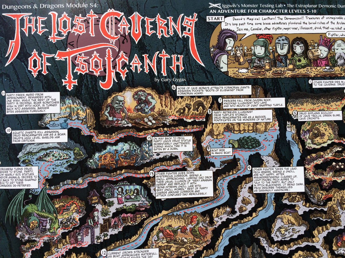 Lost Caverns of Tsojcanth Walkthrough Map Print – Mock Man Press