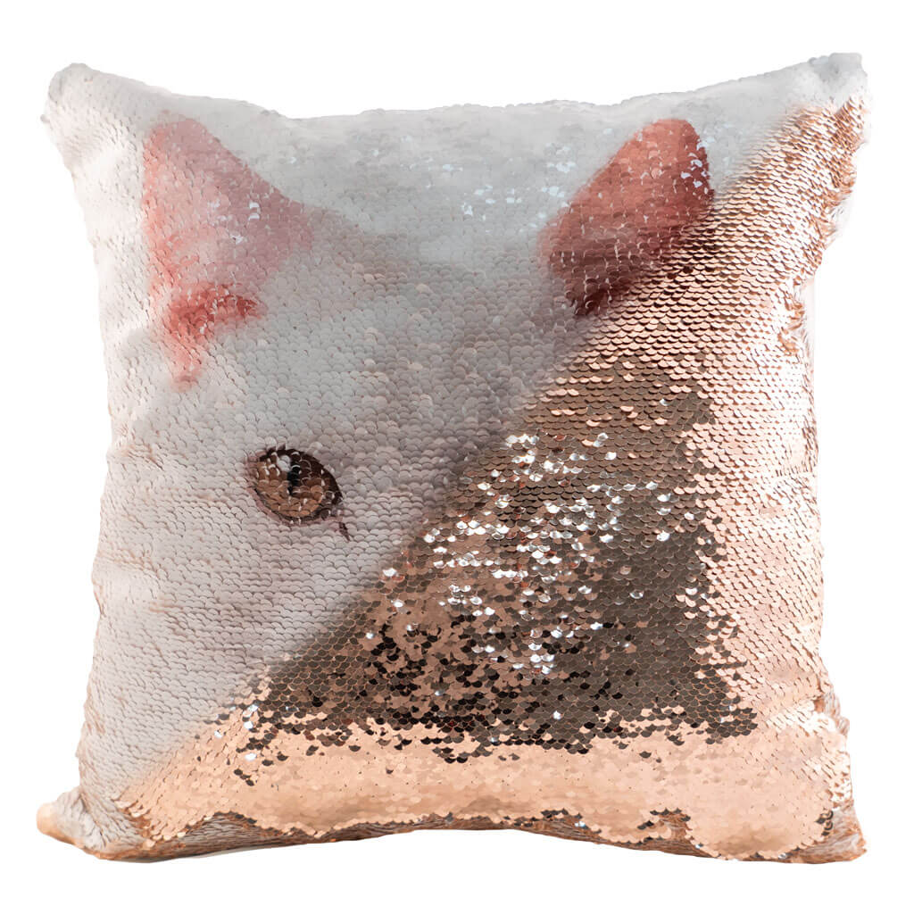 sequin pillow with face