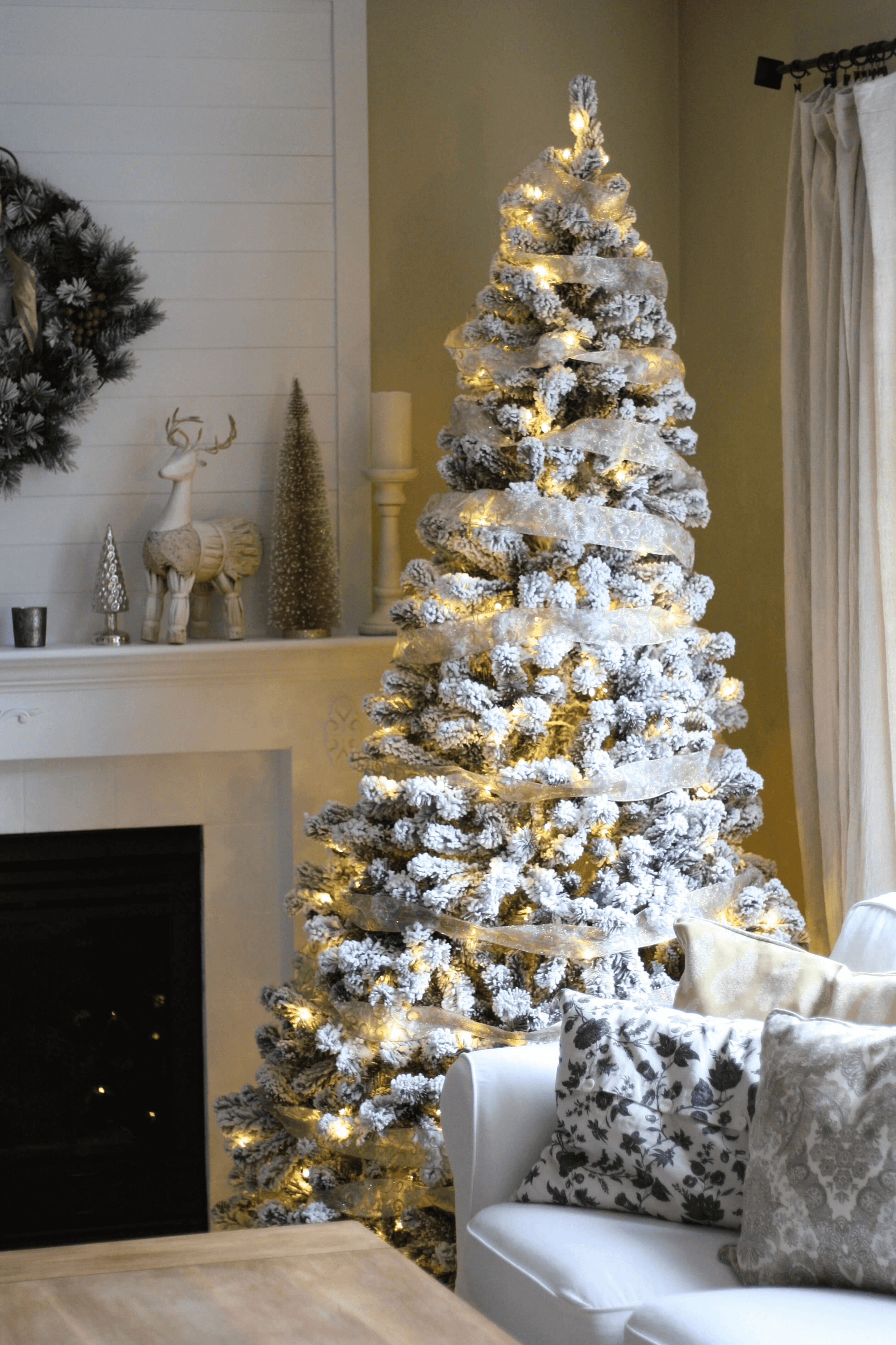 white artificial christmas tree with lights