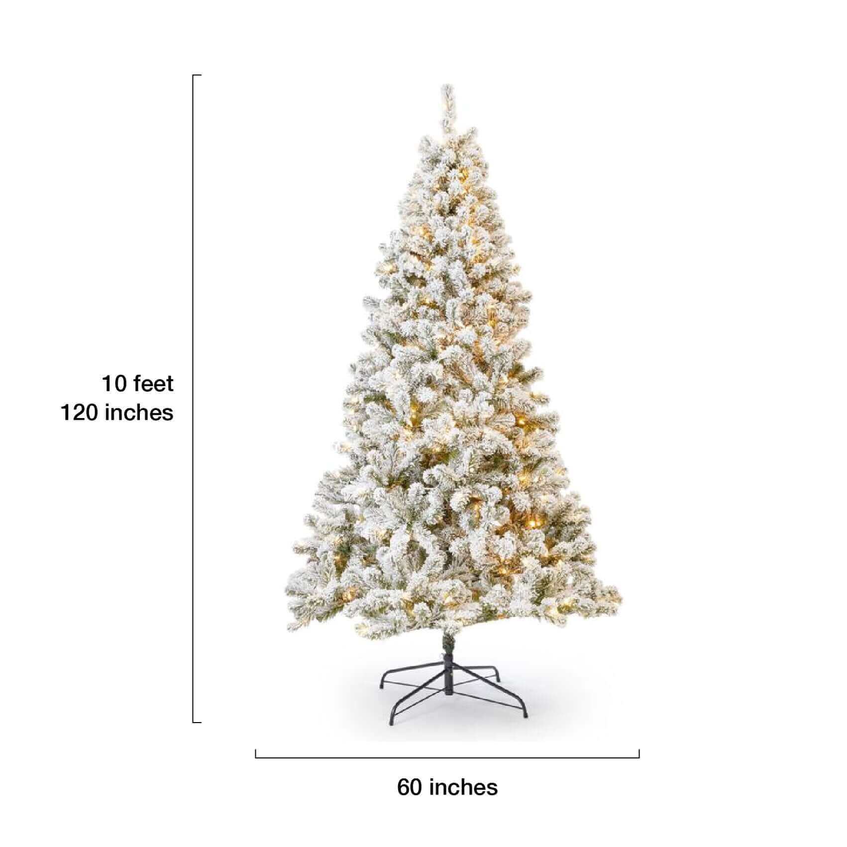 10 Foot Prince Flock Artificial Christmas Tree 750 LED Lights