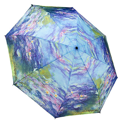 Monet's Water Lilies Reverse Close Folding Umbrella