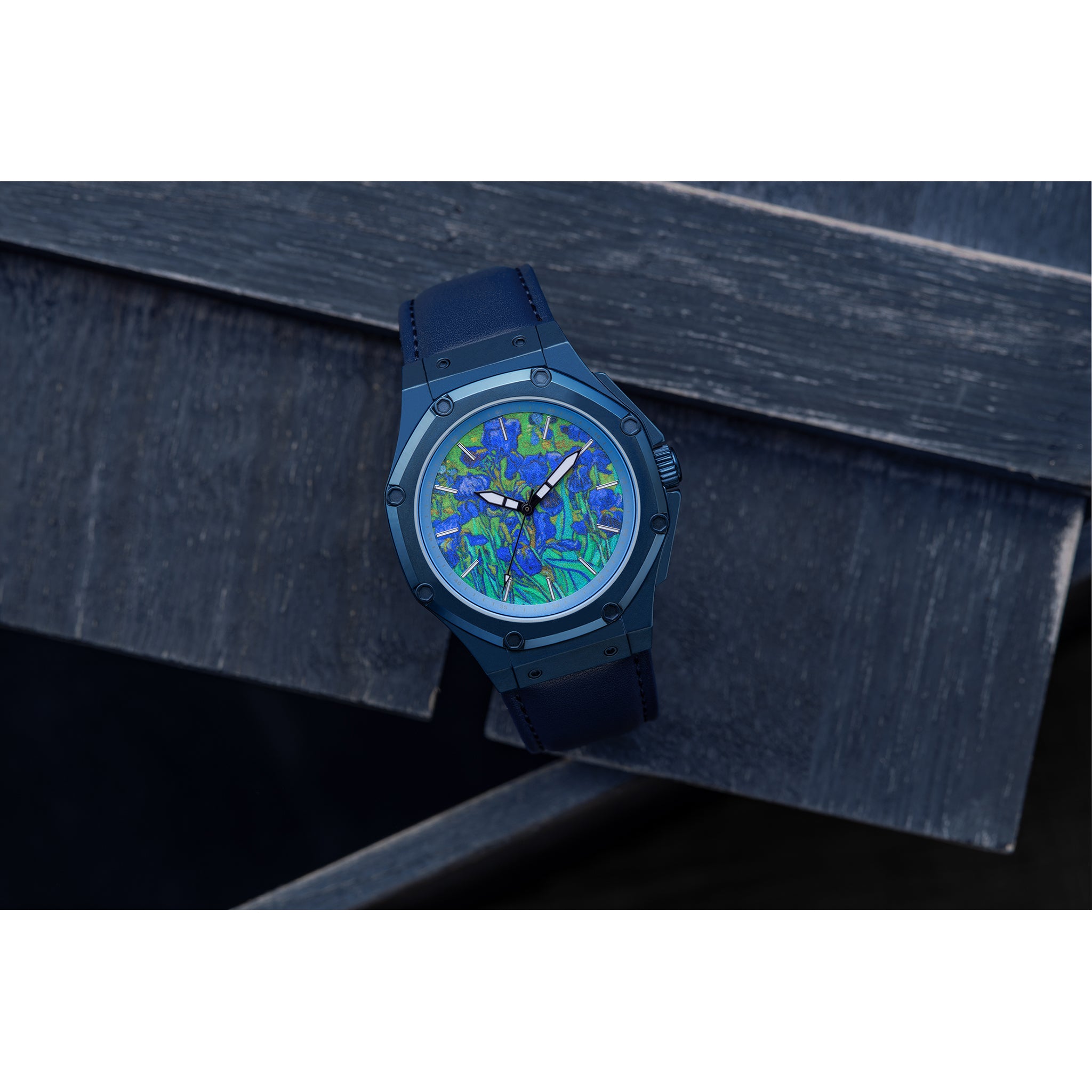 Van Gogh Irises Watch with Leather Band