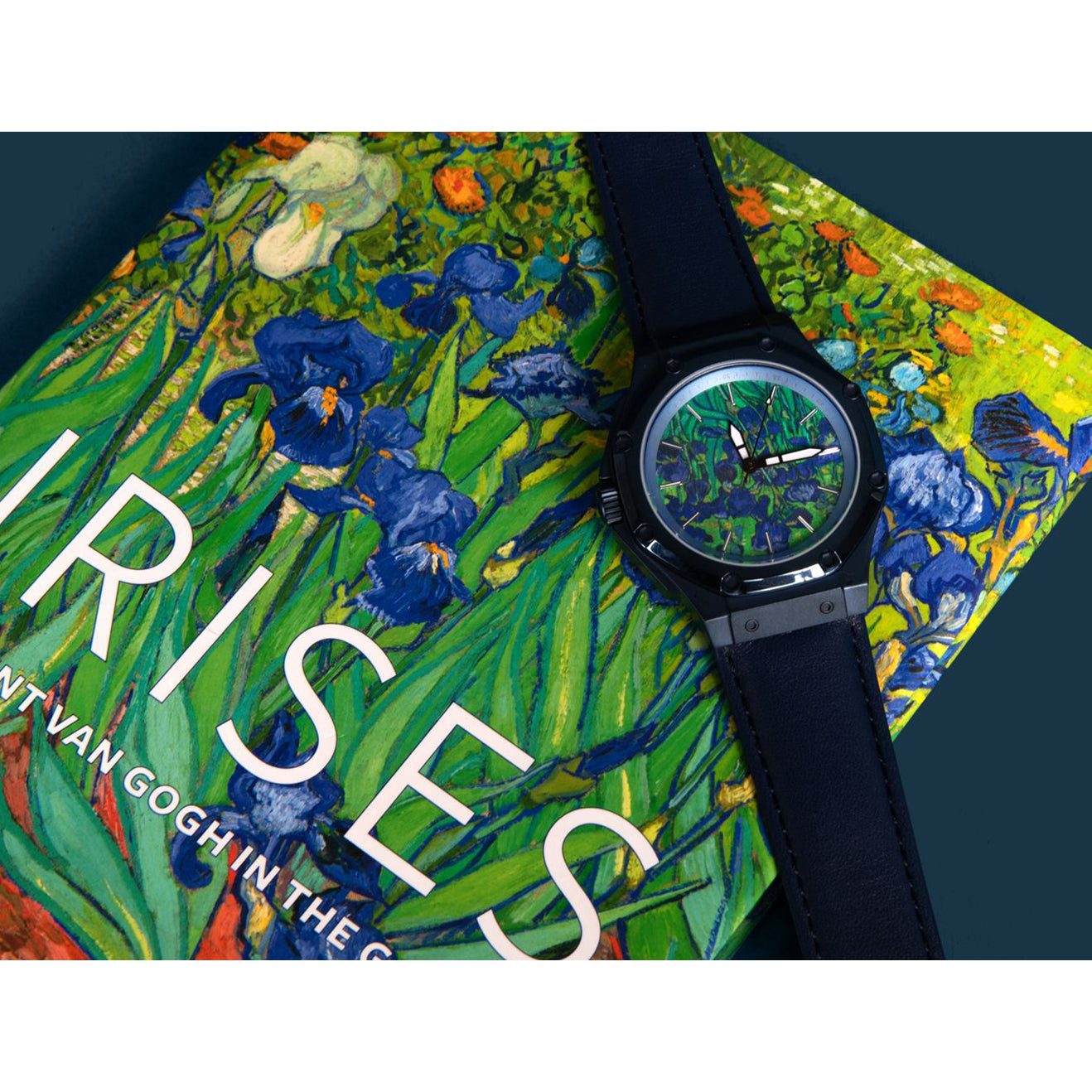 Van Gogh Irises Watch with Leather Band