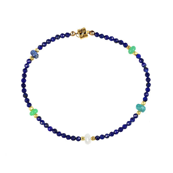 Lapis, Chrysoprase, Apatite, and Moonstone Bracelet