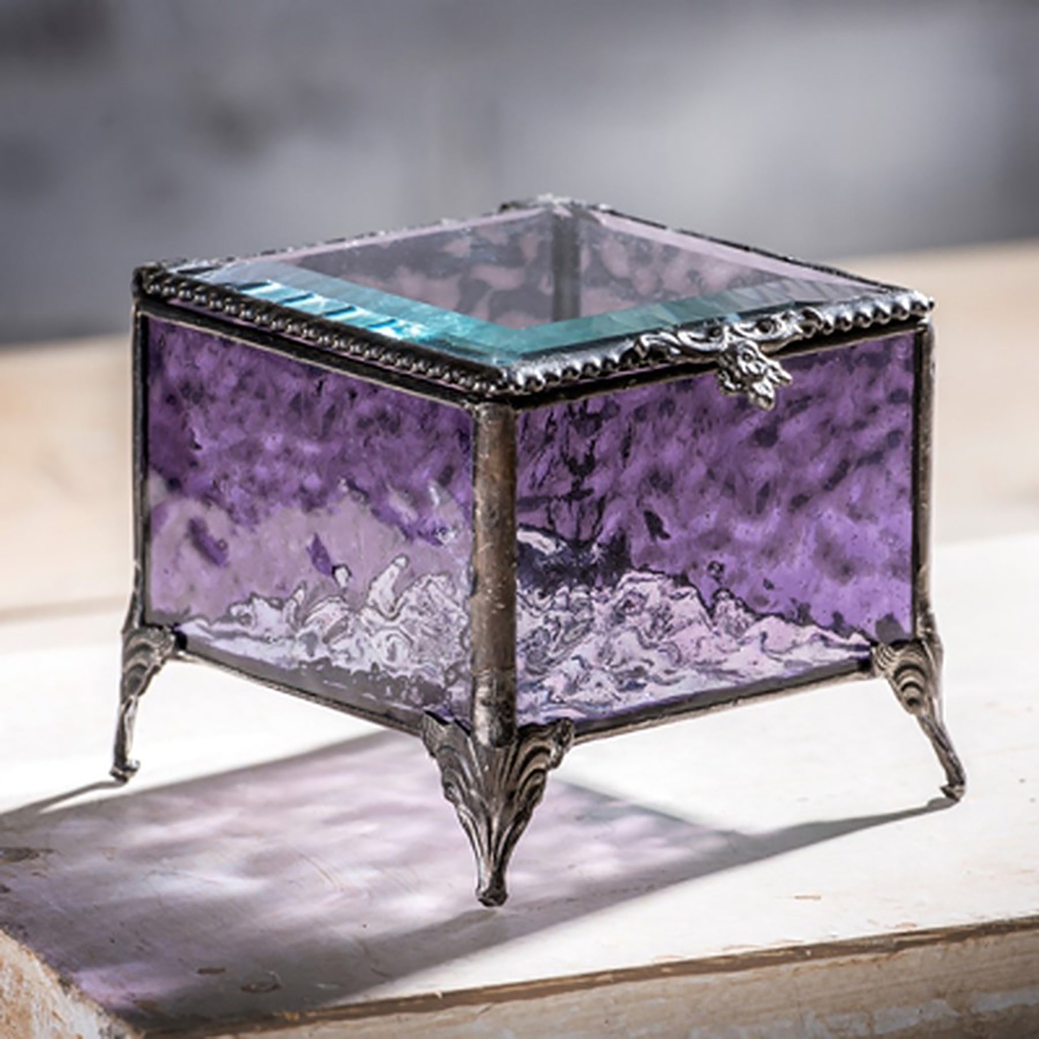 Purple Glass Jewelry Box