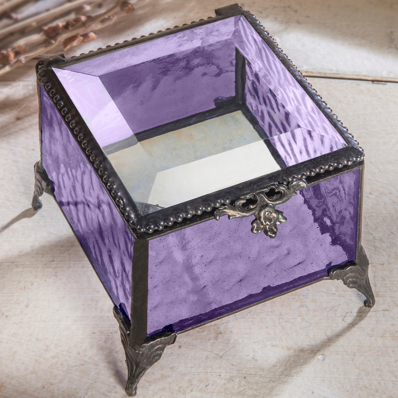 Purple Glass Jewelry Box