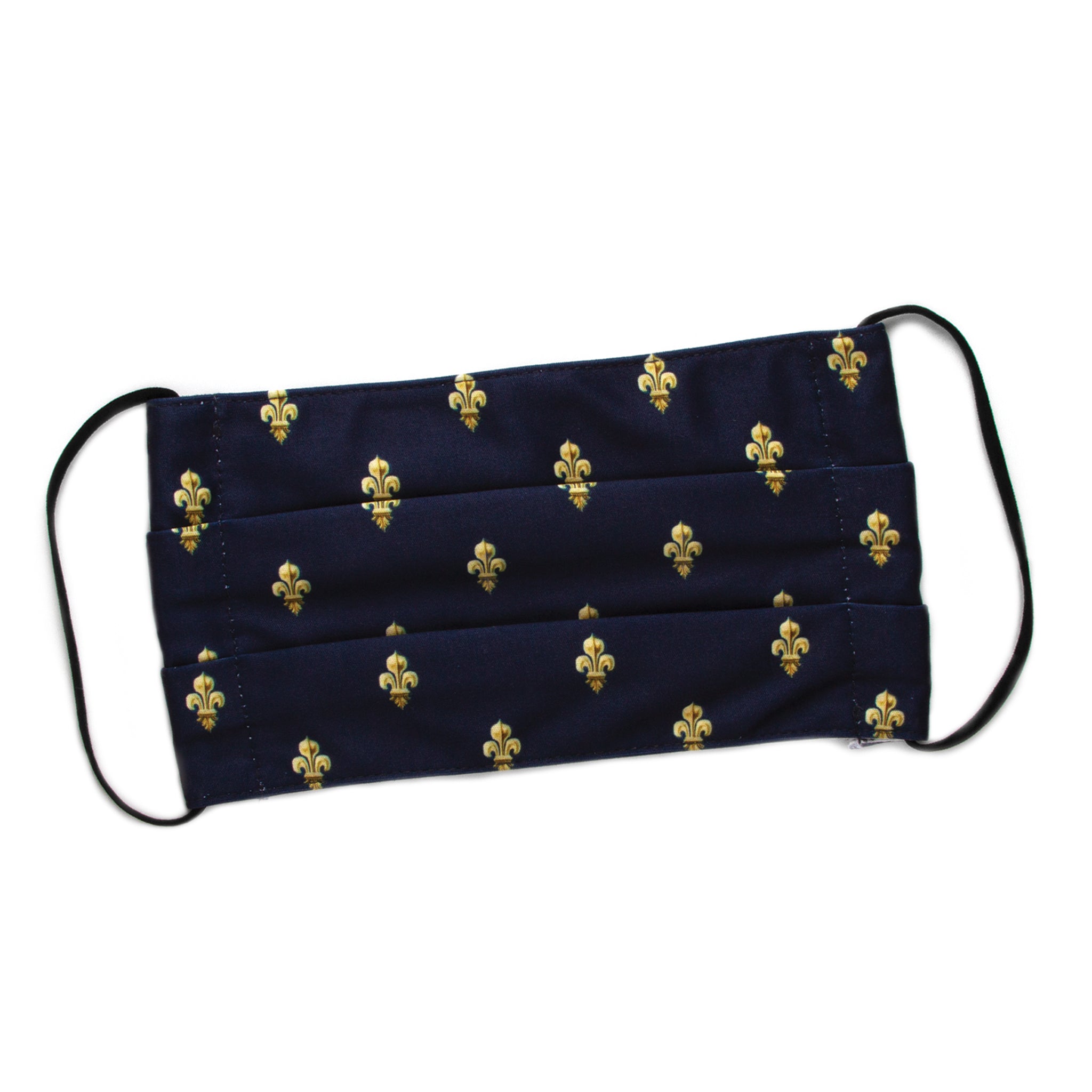 Cloth Face Covering - Navy Blue Fleur-de-lis Pattern