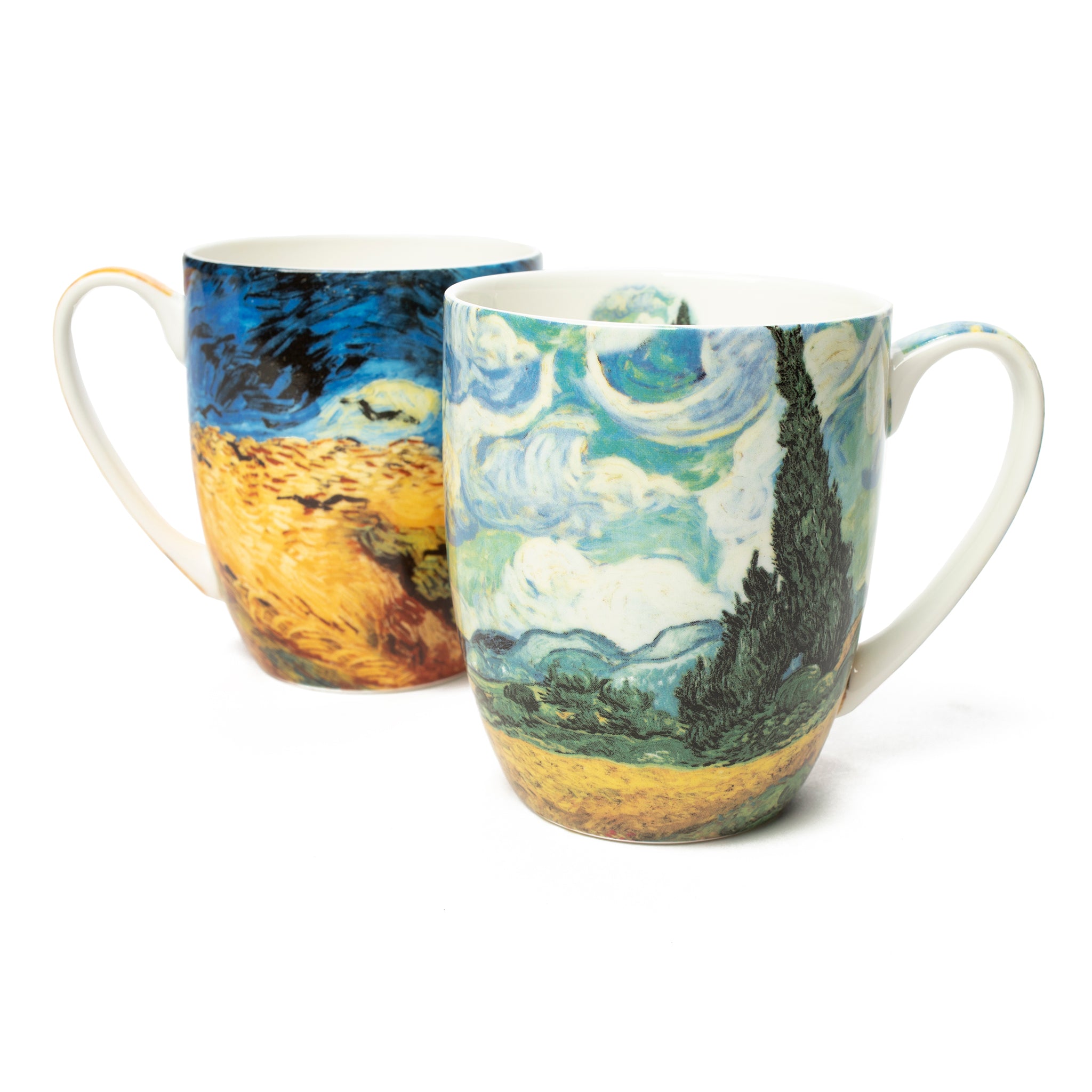 Pair of Fine Bone China Mugs featuring Van Gogh's Wheatfields