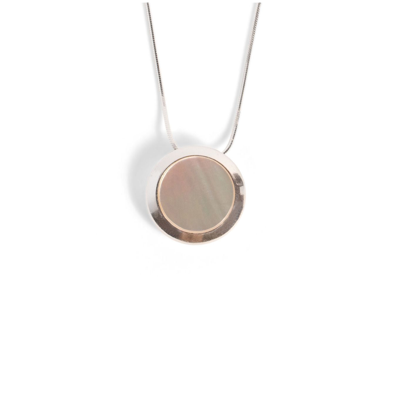 Mother-of-Pearl Round Tile Pendant Necklace