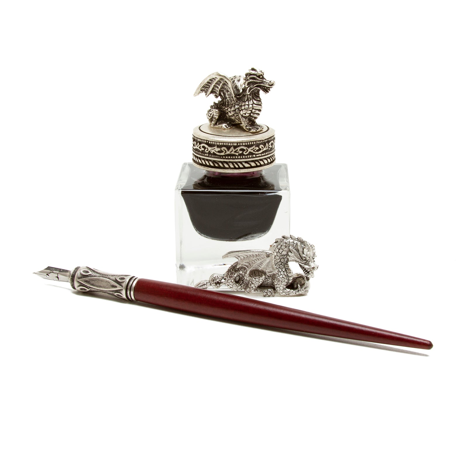 Calligraphy Set - Red Feather Quill Pen with Dragon Decoration - Getty  Museum Store