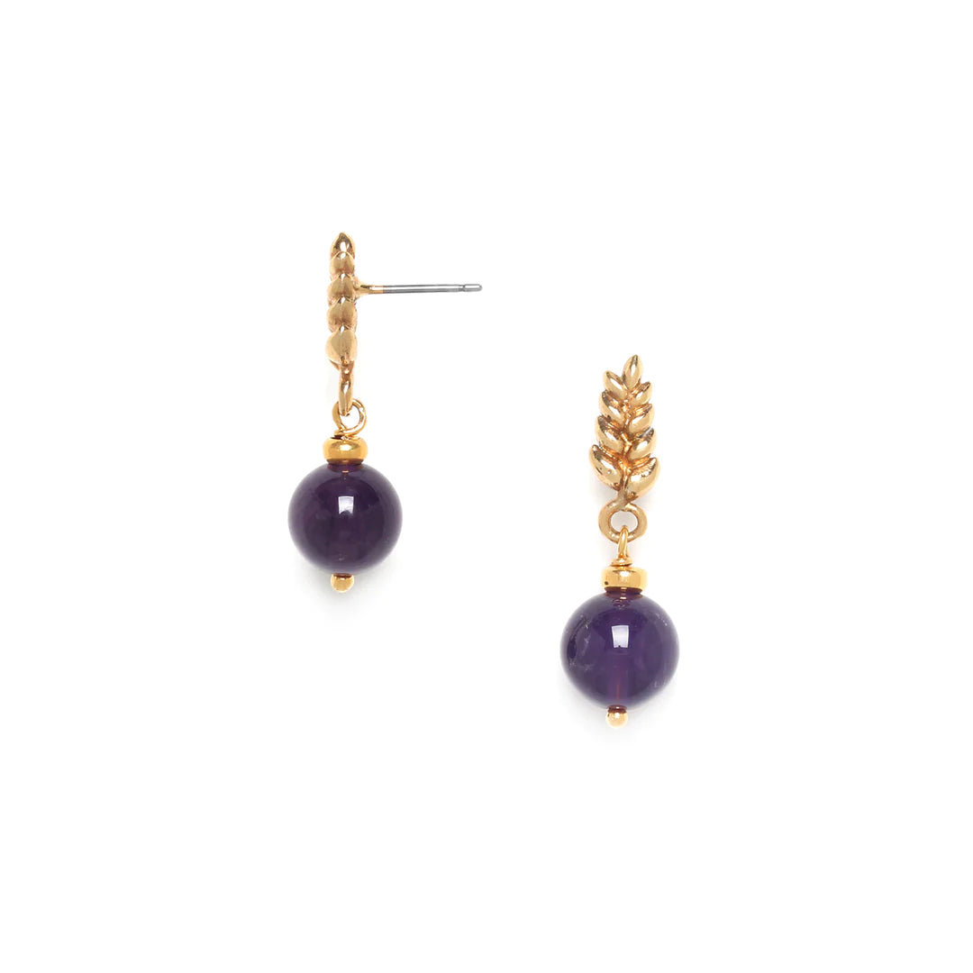 Amethyst Wheat Post Earrings