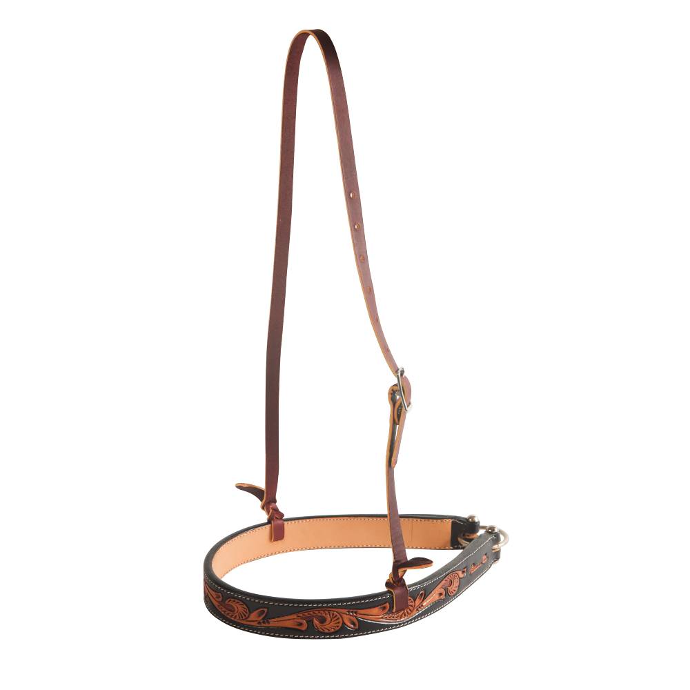 Professional's Choice Black Floral Roughout Leather Halter