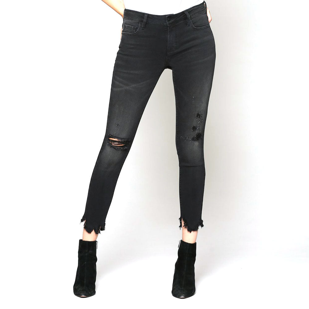 womens black frayed hem jeans